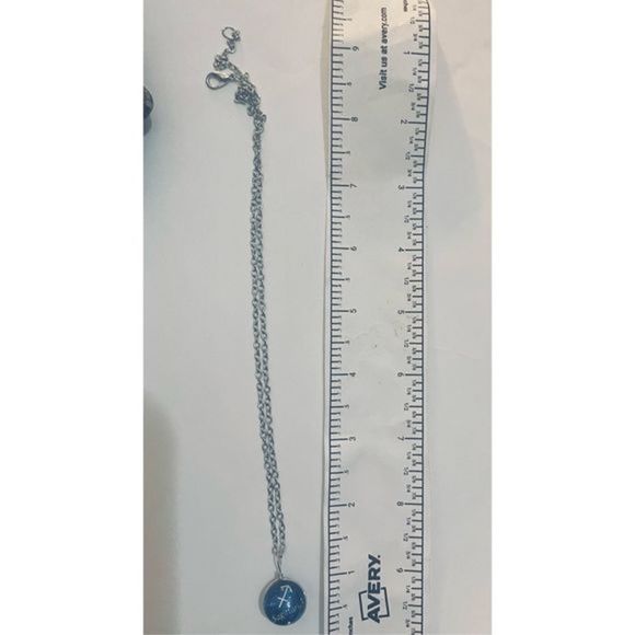 SAGITTARIUS BLUE GLOBE ZODIAC STAR SIGN HOROSCOPE NECKLACE - Picture 4 of 7